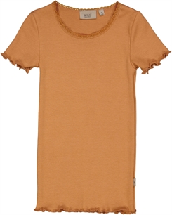 Wheat Rib T-Shirt Lace SS - Sandstone